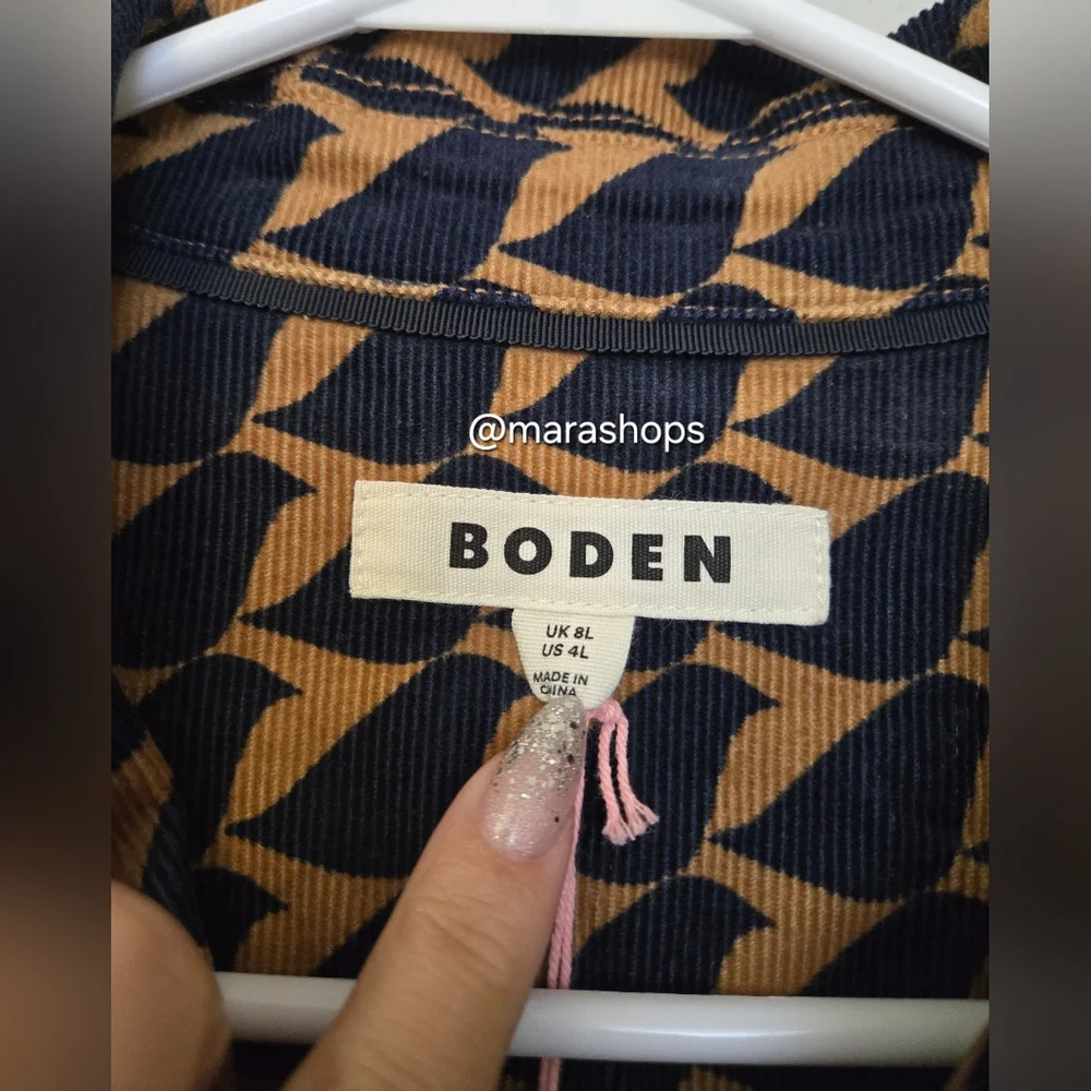 BODEN Flora Geometric Corduroy Shirt Dress